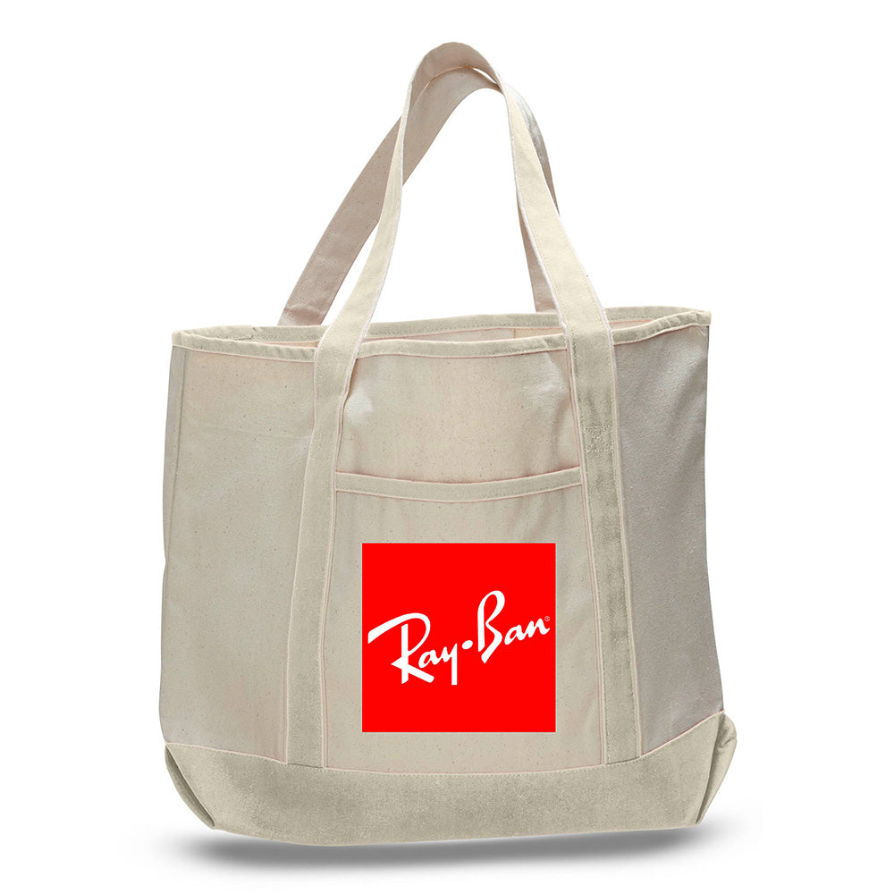 Xl Cotton Canvas Ocean Front Shopping Tote Bag (22'' W X 16'' H) 12 Oz
