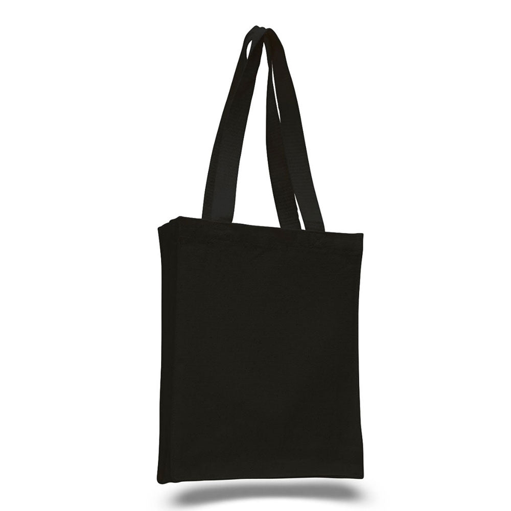 Small Cotton Canvas Book Tote Bag (10'' W X 12'' H) 12 Oz-Tote Bag-Brand Your Tote-Black-Brand Your Tote