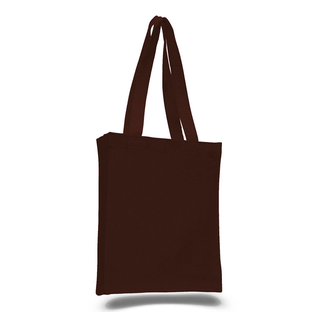 Small Cotton Canvas Book Tote Bag (10'' W X 12'' H) 12 Oz-Tote Bag-Brand Your Tote-Chocolate Brown-Brand Your Tote