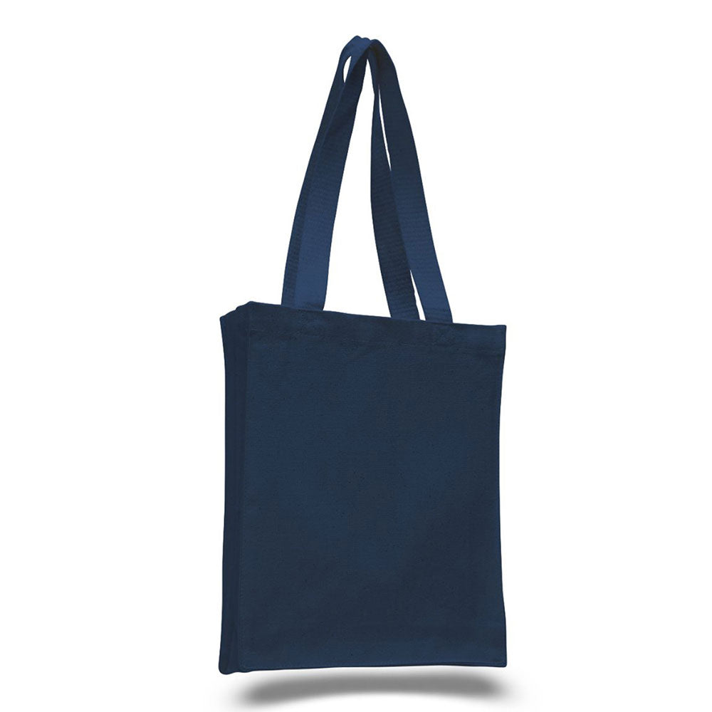 Small Cotton Canvas Book Tote Bag (10'' W X 12'' H) 12 Oz-Tote Bag-Brand Your Tote-Navy Blue-Brand Your Tote