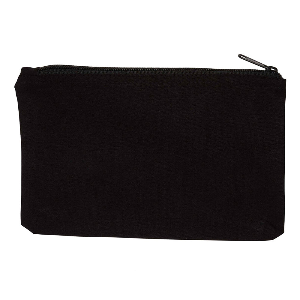 Small Cotton Canvas Cosmetic Cosmetic Pouch (9'' W X 5.5'' H) 10 Oz-Pouch-Brand Your Tote-Black-Brand Your Tote