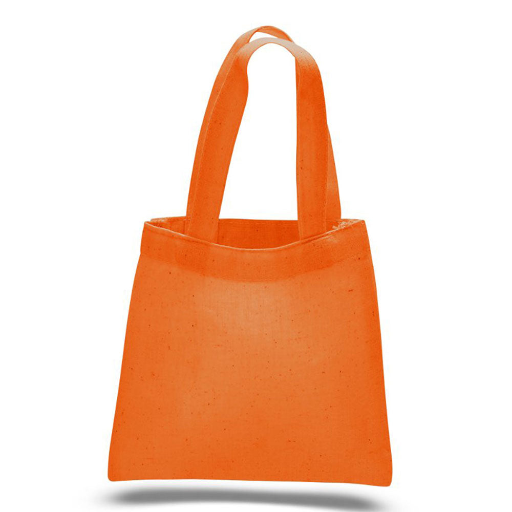 Small Cotton Canvas Tote Bag (6'' W X 6'' H) 6 Oz-Tote Bag-Brand Your Tote-Orange-Brand Your Tote