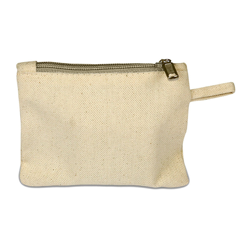 Small Cotton Canvas Zippered Pouch (5'' W X 4'' H) 12 Oz-Pouch-Brand Your Tote-Natural-Brand Your Tote