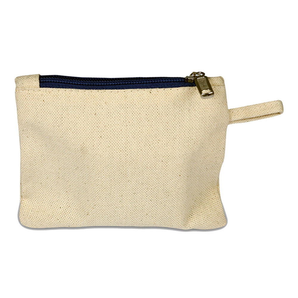 Small Cotton Canvas Zippered Pouch (5'' W X 4'' H) 12 Oz-Pouch-Brand Your Tote-Navy Blue-Brand Your Tote