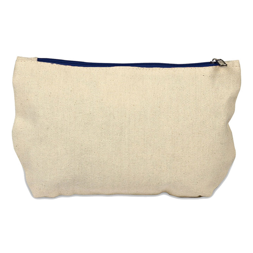 Small Cotton Canvas Zippered Pouch (9.75'' W X 6'' H) 12 Oz-Pouch-Brand Your Tote-Navy Blue-Brand Your Tote