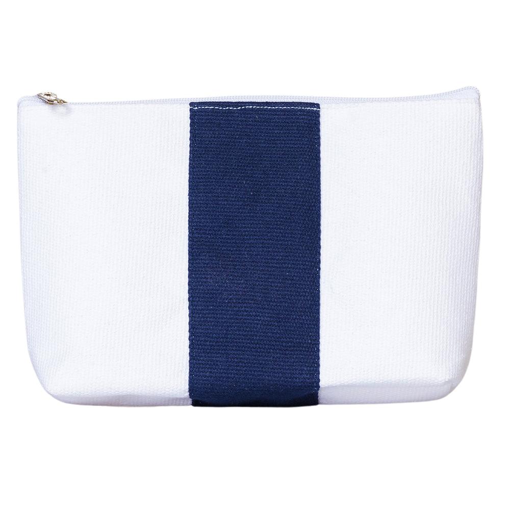 Small Dobby Cotton Beach Club Mate Pouch (9.8'' W X 5.9'' H) 18 Oz-Pouch-Brand Your Tote-Navy Blue-Brand Your Tote