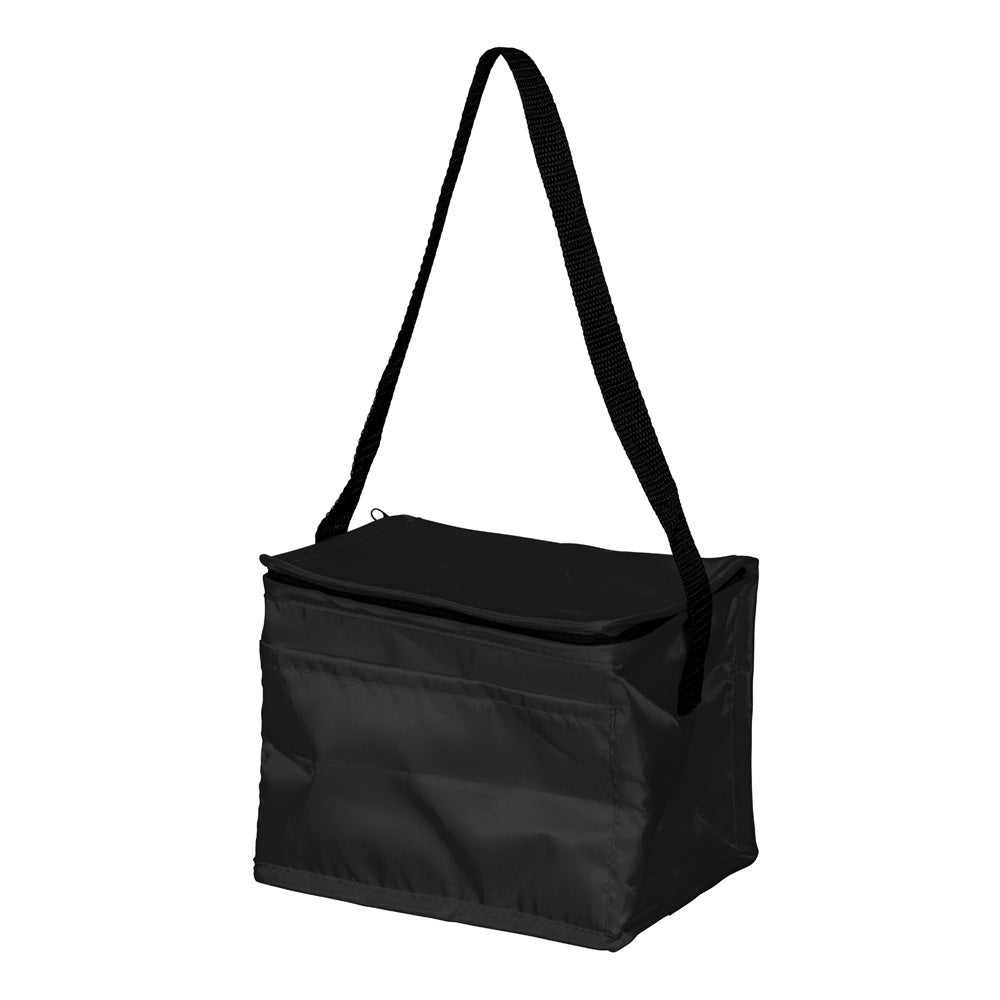 Small Polyester 6 Can Cooler Bag (8'' W X 6'' H) 210D-Bag-Brand Your Tote-Black-Brand Your Tote