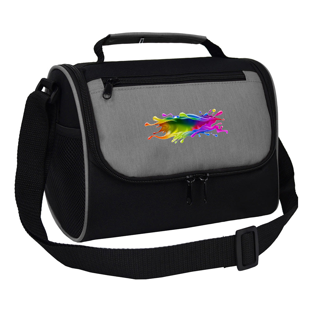 Small Polyester Break Time Lunch Bag (9.5'' W X 7.5'' H) 600D-Bag-Brand Your Tote-Heather Grey-Black-Brand Your Tote