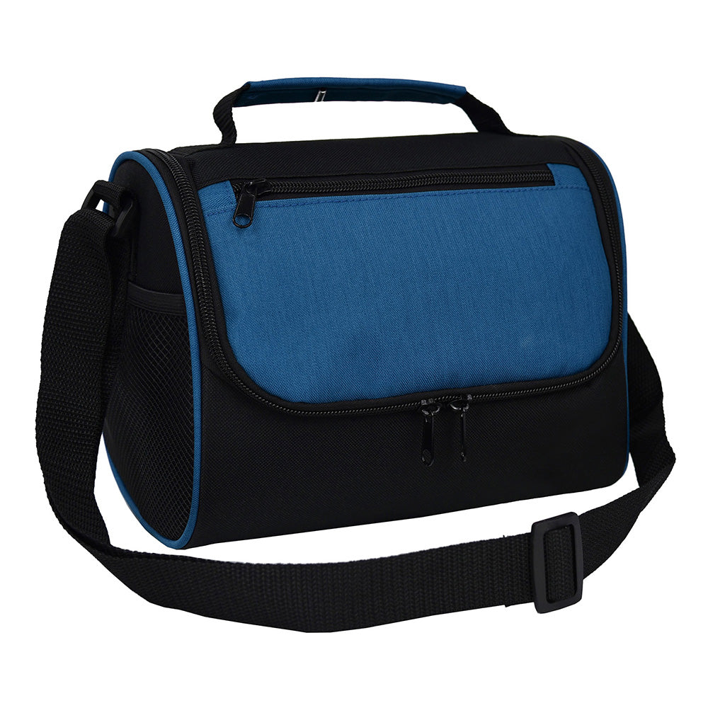 Small Polyester Break Time Lunch Bag (9.5'' W X 7.5'' H) 600D-Bag-Brand Your Tote-Royal Blue Heather-Black-Brand Your Tote