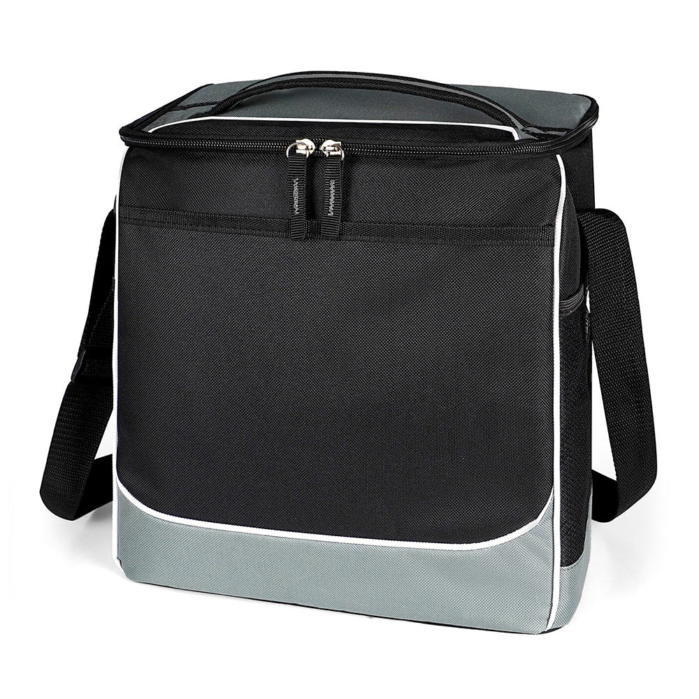 Small Polyester Jefferson Cooler Bag (9'' W X 11.5'' H) 600D-Bag-Brand Your Tote-Grey-Black-Brand Your Tote