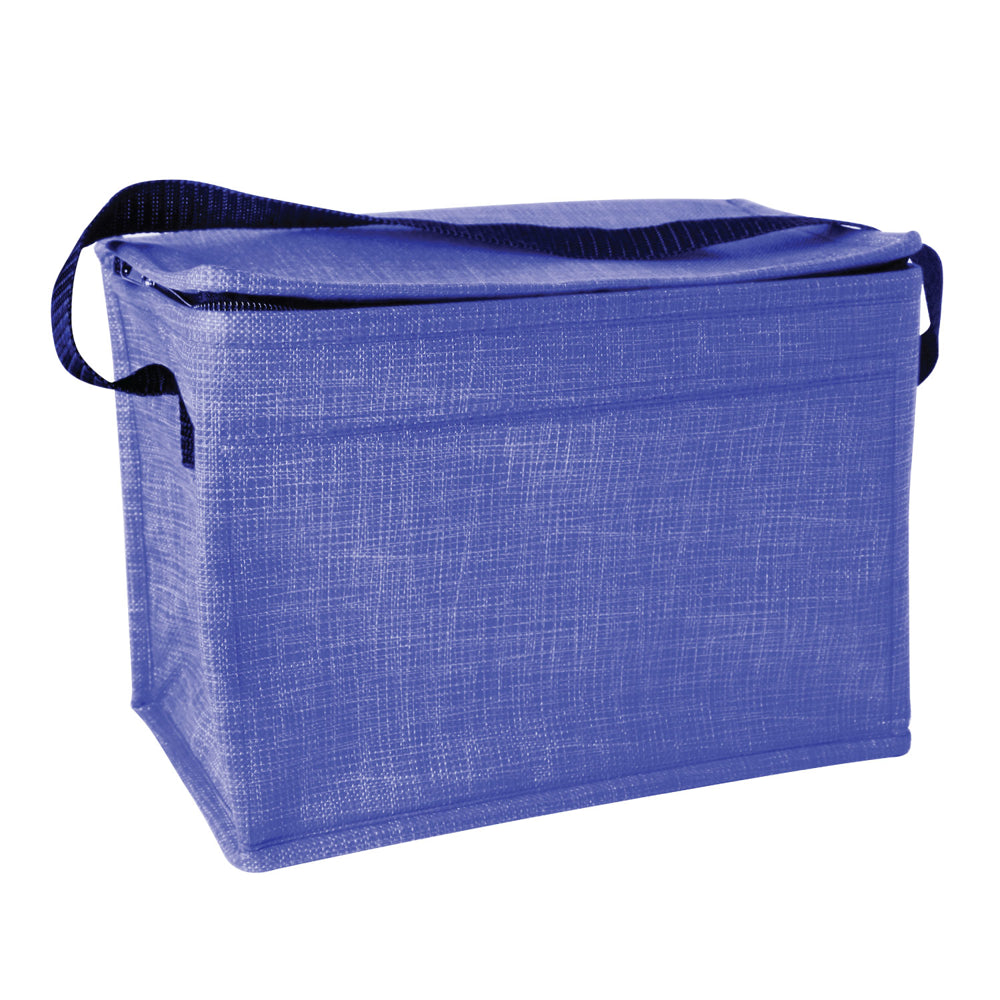 Small Polypropylene 6 Can Cooler Bag (8'' W X 6'' H) 80 Gsm-Bag-Brand Your Tote-Heather Blue-Brand Your Tote