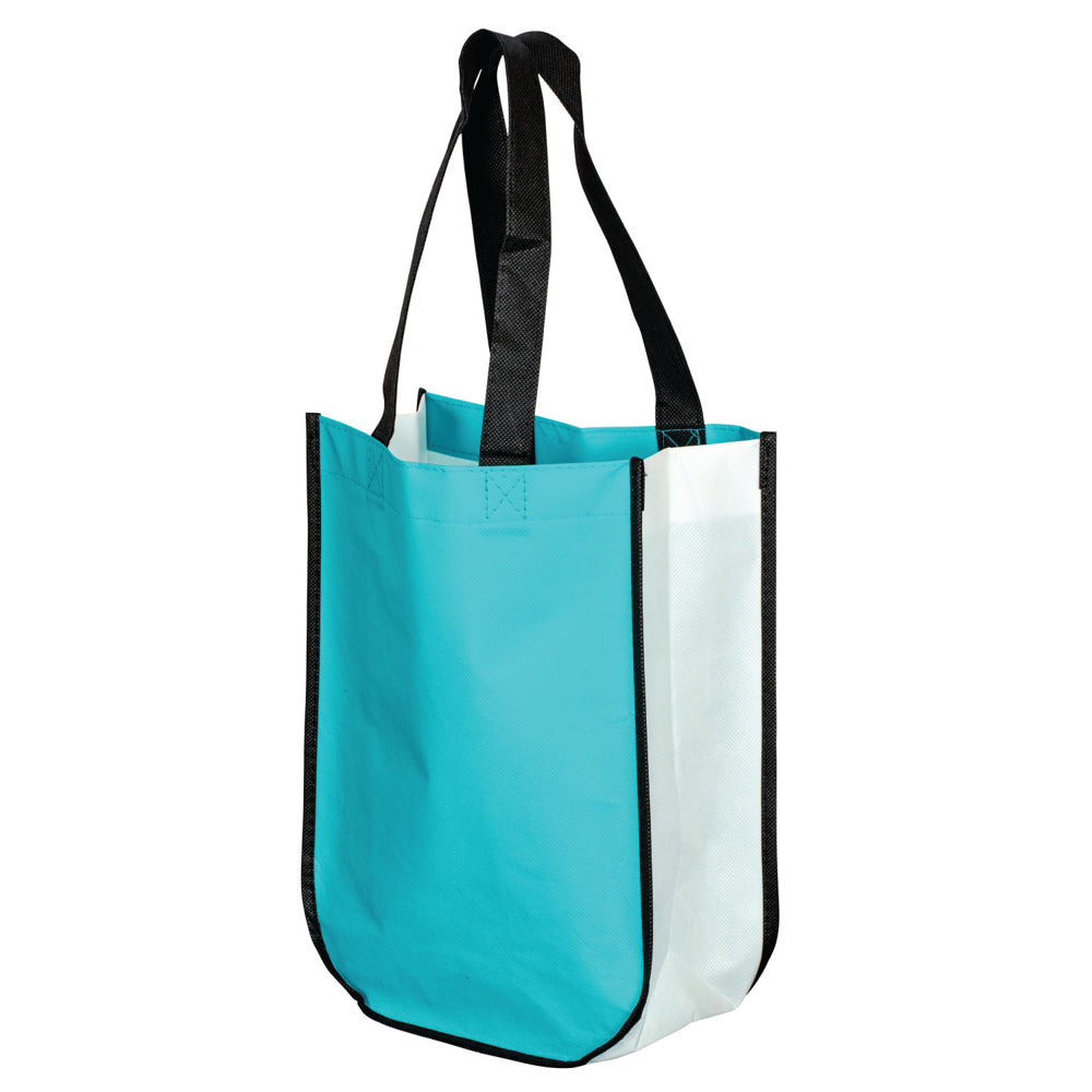 Small Polypropylene Laminated Gift Tote Bag (9'' W X 12'' H) 105 Gsm-Tote Bag-Brand Your Tote-Teal-Black-White-Brand Your Tote