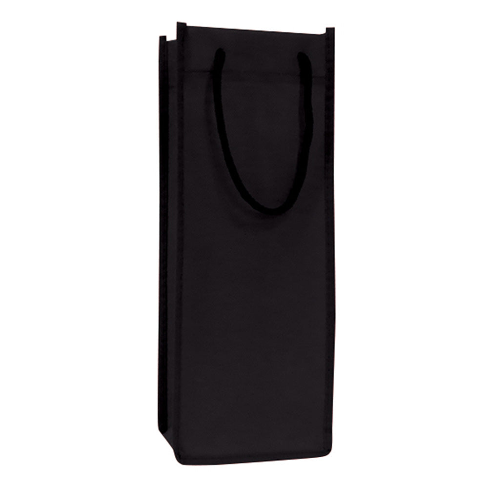 Small Polypropylene Wine Tote Bag (5'' W X 13'' H) 90 Gsm-Tote Bag-Brand Your Tote-Black-Brand Your Tote