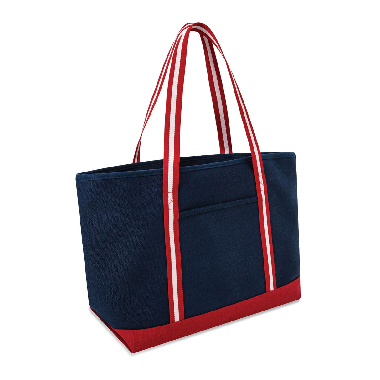 Xl Cotton Canvas Commander Tote Bag (24'' W X 14.17'' H) 24 Oz-Tote Bag-Brand Your Tote-Navy Blue-Red-White-Brand Your Tote