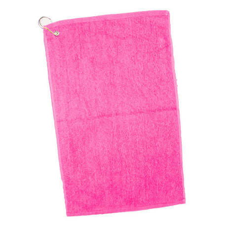 Cotton Velour Deluxe Hand/Gold Towel (16'' W X 25'' H) 3.5 Lb Per Dozen-Towel-Brand Your Tote-Hot Pink-Brand Your Tote