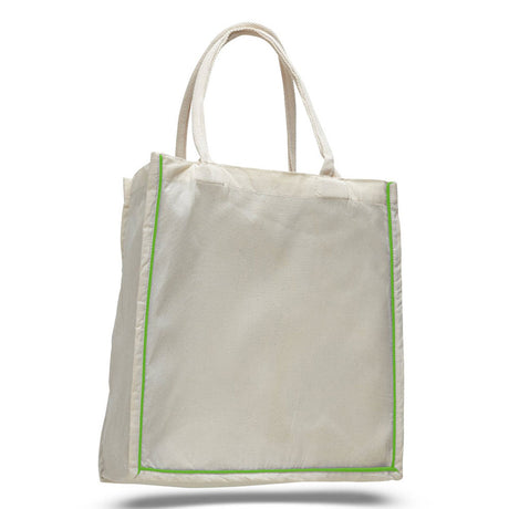 Large Cotton Canvas Bag (15'' W X 16'' H) 6 Oz-Bag-Brand Your Tote-Natural-Lime Green-Brand Your Tote