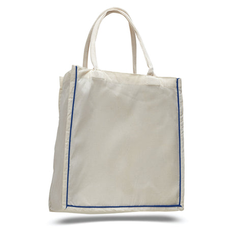Large Cotton Canvas Bag (15'' W X 16'' H) 6 Oz-Bag-Brand Your Tote-Natural-Royal Blue-Brand Your Tote