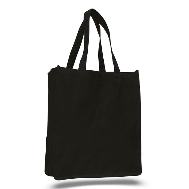 Large Cotton Canvas Book Tote Bag (14'' W X 17'' H) 12 Oz-Tote Bag-Brand Your Tote-Black-Brand Your Tote