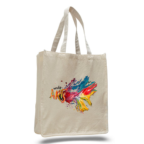 Large Cotton Canvas Book Tote Bag (14'' W X 17'' H) 12 Oz-Tote Bag-Brand Your Tote-Natural-Brand Your Tote