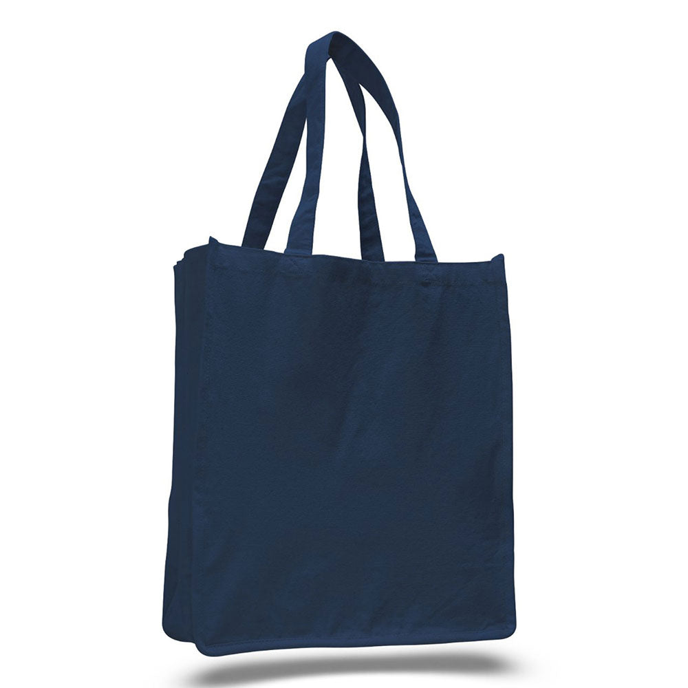 Large Cotton Canvas Book Tote Bag (14'' W X 17'' H) 12 Oz-Tote Bag-Brand Your Tote-Navy Blue-Brand Your Tote