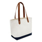 Large Cotton Canvas Classic Leather Handle Tote Bag (20.5'' W X 13'' H) 18 Oz-Tote Bag-Brand Your Tote-Natural-Navy Blue-Brand Your Tote