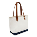 Large Cotton Canvas Classic Leather Handle Tote Bag (20.5'' W X 13'' H) 18 Oz-Tote Bag-Brand Your Tote-Natural-Navy Blue-Brand Your Tote