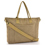 Large Cotton Canvas Cross Functional Tote Bag (17'' W X 13.77'' H) 18 Oz-Tote Bag-Brand Your Tote-Khaki-Brand Your Tote