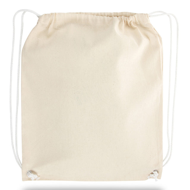 Large Cotton Canvas Drawstring Backpack (15'' W X 18'' H) 8 Oz-Backpack-Brand Your Tote-Natural-Brand Your Tote