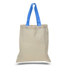 Large Cotton Canvas Economical Tote Bag (15'' W X 16'' H) 6 Oz-Tote Bag-Brand Your Tote-Natural-Carolina Blue-Brand Your Tote