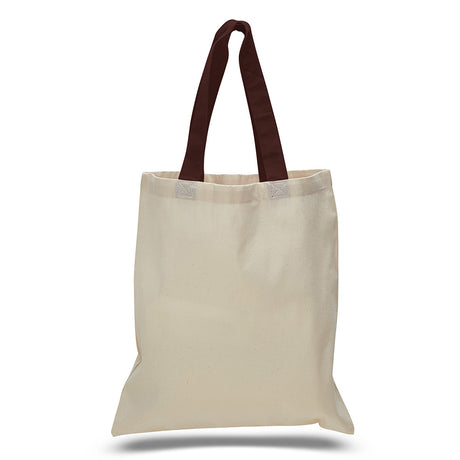 Large Cotton Canvas Economical Tote Bag (15'' W X 16'' H) 6 Oz-Tote Bag-Brand Your Tote-Natural-Chocolate Brown-Brand Your Tote