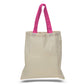Large Cotton Canvas Economical Tote Bag (15'' W X 16'' H) 6 Oz-Tote Bag-Brand Your Tote-Natural-Hot Pink-Brand Your Tote