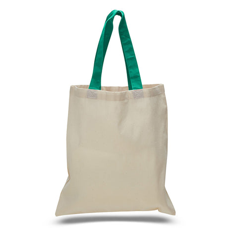 Large Cotton Canvas Economical Tote Bag (15'' W X 16'' H) 6 Oz-Tote Bag-Brand Your Tote-Natural-Kelly Green-Brand Your Tote