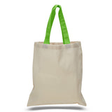 Large Cotton Canvas Economical Tote Bag (15'' W X 16'' H) 6 Oz-Tote Bag-Brand Your Tote-Natural-Lime Green-Brand Your Tote