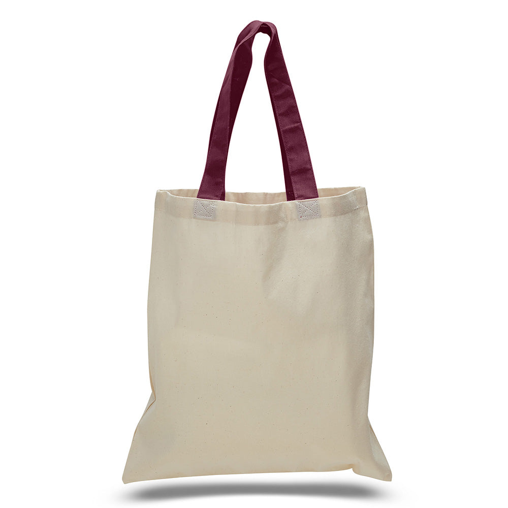 Large Cotton Canvas Economical Tote Bag (15'' W X 16'' H) 6 Oz-Tote Bag-Brand Your Tote-Natural-Maroon-Brand Your Tote