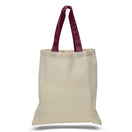 Large Cotton Canvas Economical Tote Bag (15'' W X 16'' H) 6 Oz-Tote Bag-Brand Your Tote-Natural-Maroon-Brand Your Tote