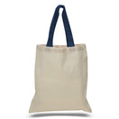 Large Cotton Canvas Economical Tote Bag (15'' W X 16'' H) 6 Oz-Tote Bag-Brand Your Tote-Natural-Navy Blue-Brand Your Tote