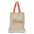 Large Cotton Canvas Economical Tote Bag (15'' W X 16'' H) 6 Oz-Tote Bag-Brand Your Tote-Natural-Orange-Brand Your Tote