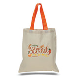 Large Cotton Canvas Economical Tote Bag (15'' W X 16'' H) 6 Oz-Tote Bag-Brand Your Tote-Natural-Orange-Brand Your Tote