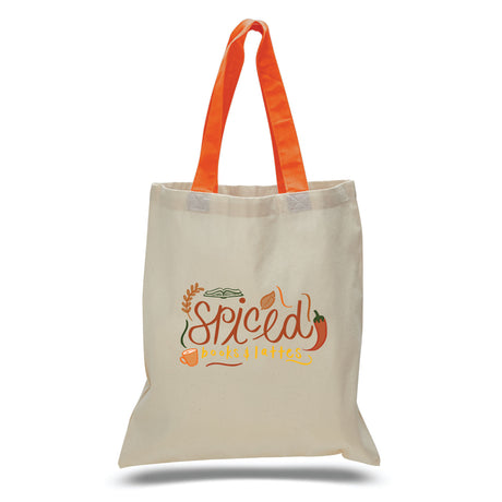 Large Cotton Canvas Economical Tote Bag (15'' W X 16'' H) 6 Oz-Tote Bag-Brand Your Tote-Natural-Orange-Brand Your Tote