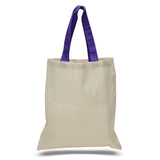 Large Cotton Canvas Economical Tote Bag (15'' W X 16'' H) 6 Oz-Tote Bag-Brand Your Tote-Natural-Purple-Brand Your Tote