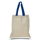 Large Cotton Canvas Economical Tote Bag (15'' W X 16'' H) 6 Oz-Tote Bag-Brand Your Tote-Natural-Royal Blue-Brand Your Tote