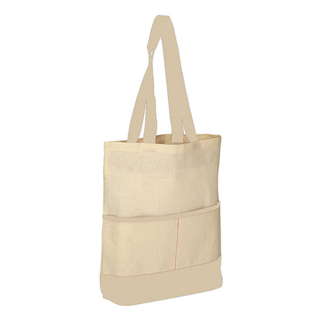 Large Cotton Canvas Lightweight Accent Color Tote Bag (14.5'' W X 17'' H) 6 Oz-Tote Bag-Brand Your Tote-Natural-Natural-Brand Your Tote