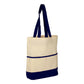 Large Cotton Canvas Lightweight Accent Color Tote Bag (14.5'' W X 17'' H) 6 Oz-Tote Bag-Brand Your Tote-Natural-Navy Blue-Brand Your Tote
