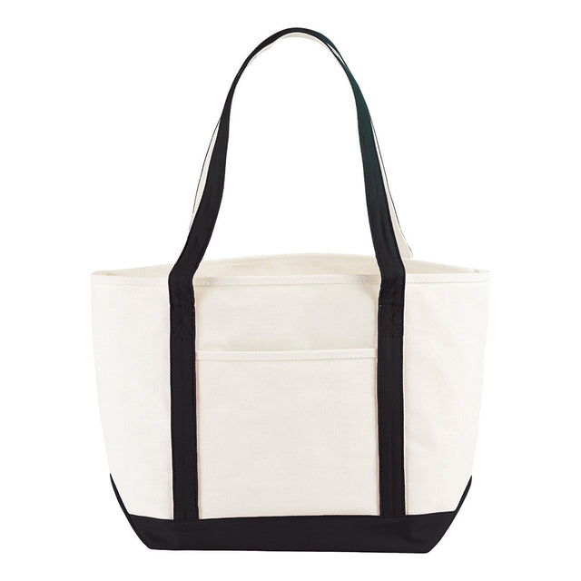 Large Cotton Canvas Nautical Bag (19.75'' W X 13.25'' H) 18 Oz-Bag-Brand Your Tote-Natural-Black-Brand Your Tote