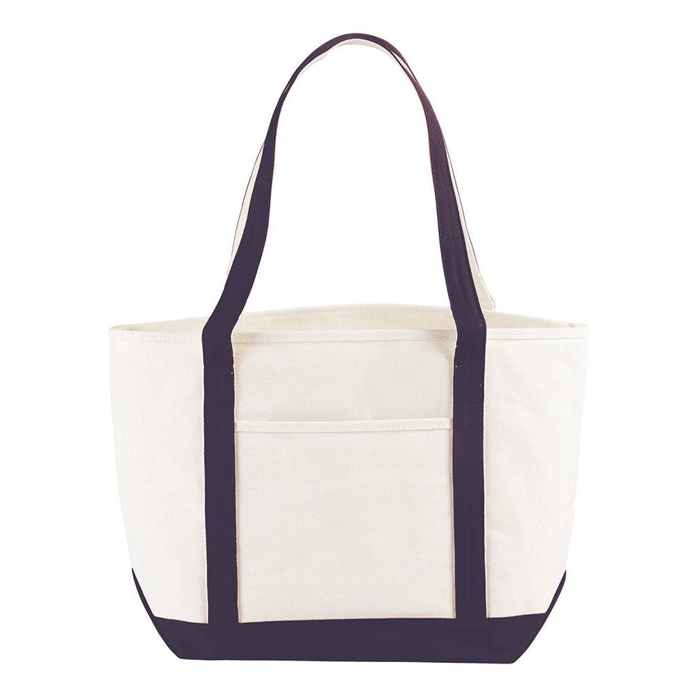 Large Cotton Canvas Nautical Bag (19.75'' W X 13.25'' H) 18 Oz-Bag-Brand Your Tote-Natural-Navy Blue-Brand Your Tote