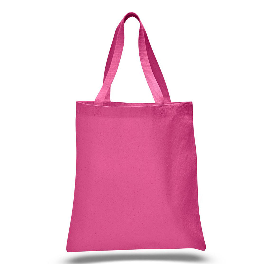 Large Cotton Canvas Promotional Tote Bag (15'' W X 16'' H) 12 Oz-Tote Bag-Brand Your Tote-Hot Pink-Brand Your Tote