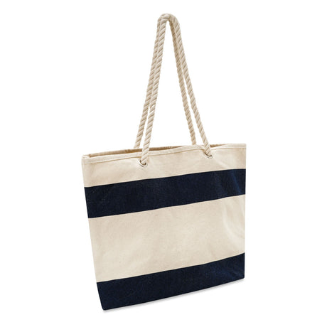 Large Cotton Canvas Sailing Tote Bag (18'' W X 13'' H) 16 Oz-Tote Bag-Brand Your Tote-Natural-Navy Blue-Brand Your Tote