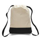 Large Cotton Canvas Sports Backpack (14'' W X 18'' H) 12 Oz-Backpack-Brand Your Tote-Natural-Black-Brand Your Tote