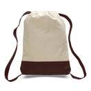 Large Cotton Canvas Sports Backpack (14'' W X 18'' H) 12 Oz-Backpack-Brand Your Tote-Natural-Choclate-Brand Your Tote