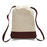 Large Cotton Canvas Sports Backpack (14'' W X 18'' H) 12 Oz-Backpack-Brand Your Tote-Natural-Choclate-Brand Your Tote